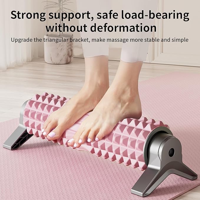 RUNWE Foam Roller with Stand - Roller Foam for Back Pain, 21 inch Trigger Point Deep Tissue Massage, Medium Density Grid Bracket Foam Rollers, Myofascial Release, Relieves Leg Muscle Pain