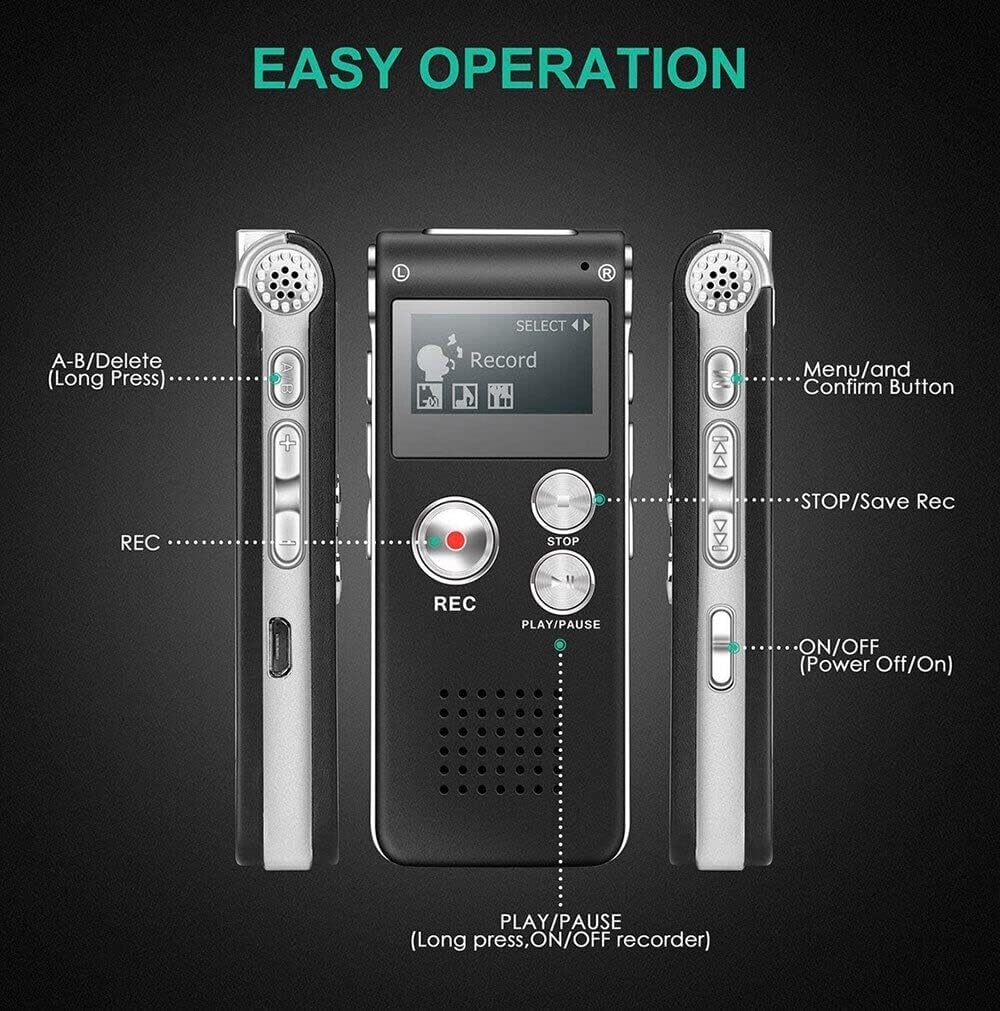 TEAMWILL 8GB Paranormal Ghost Hunting Equipment Digital EVP Voice Activated Recorder USB