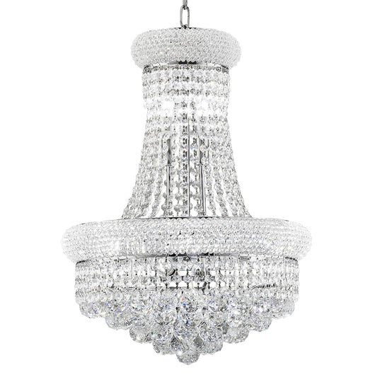 chandiry 10 Lights Chrome Finish Empire Crystal Chandelier Lighting for Dining Room Living Room Foyer Hallway Bedroom Entryway (Dia 18'')