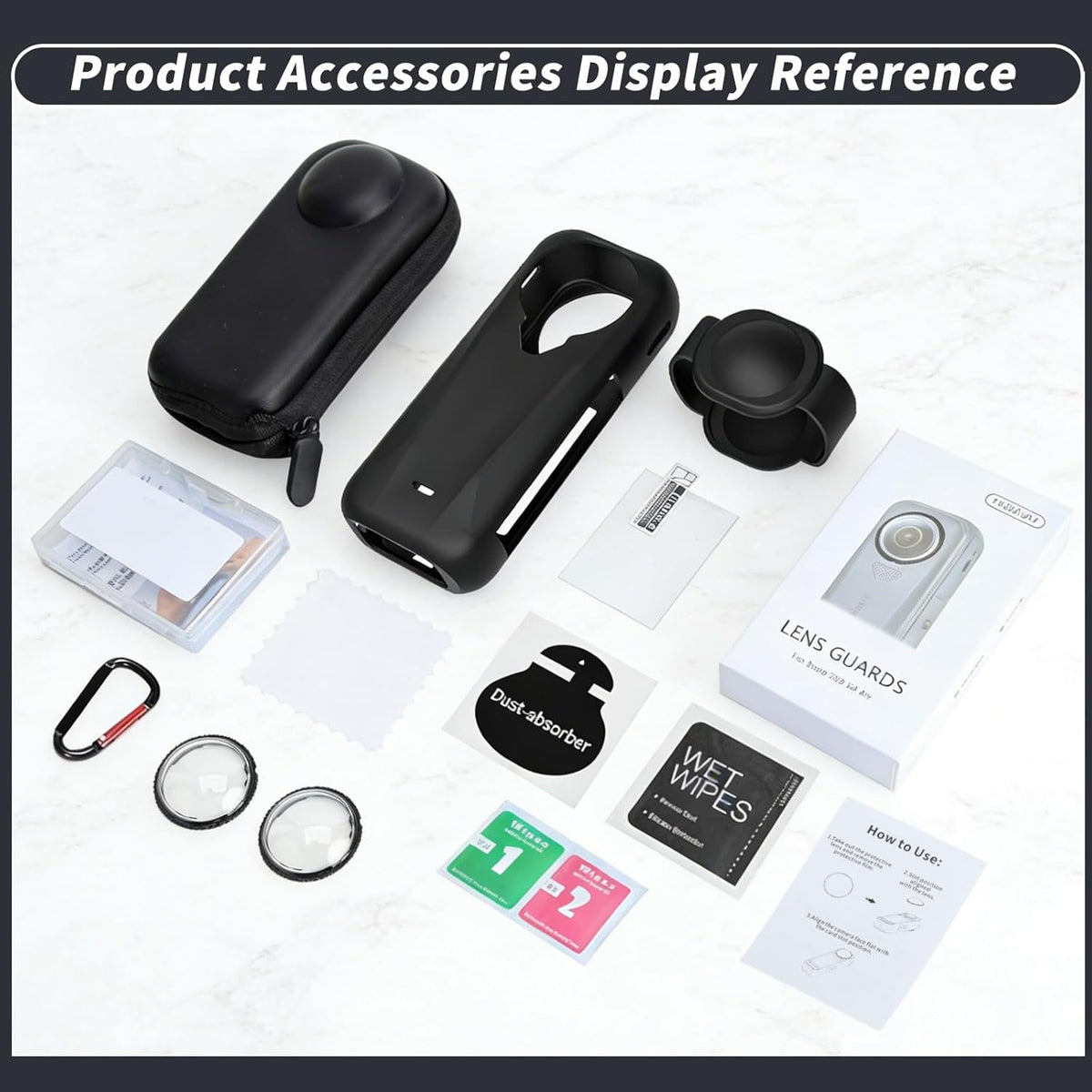 Vasgather 360 X4 Camera Protective Kit for insta Air Accessories Include-Screen Protector/Lens Guard/Silicone