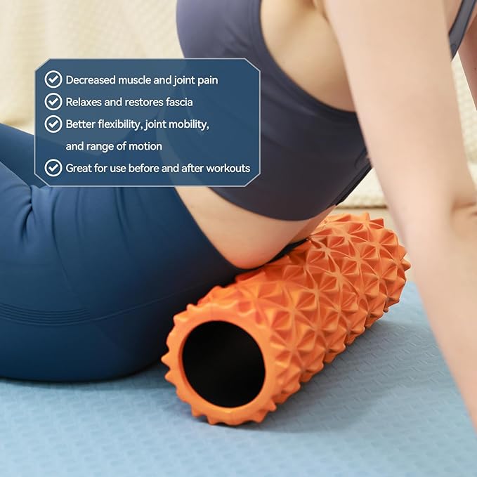 Foam Roller - 15 inch Deep Tissue Massager for Muscle Massage, Myofascial Trigger Point Release, Exercise, Yoga, Pilates & Stretching(Orange)
