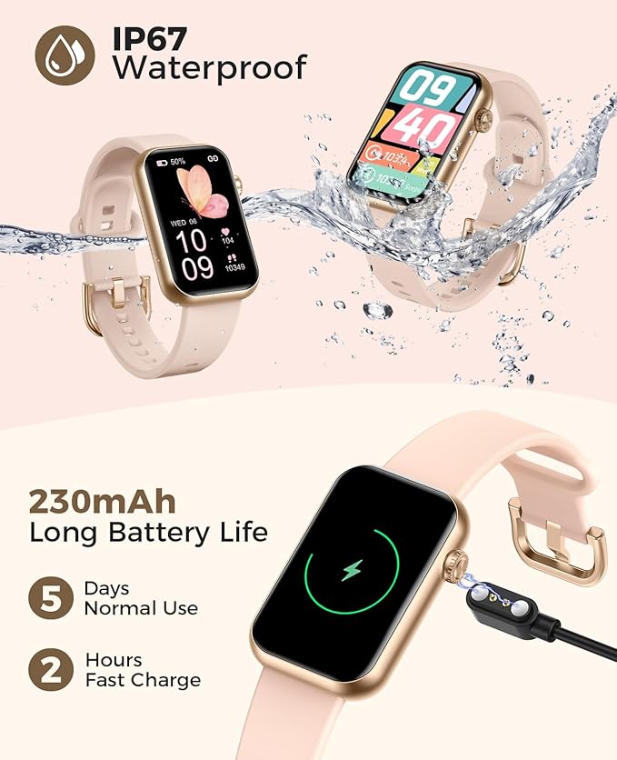 Smart Watch Fitness Tracker (Answer/Make Call), 24/7 Heart Rate Spo2 Blood Pressure Monitor Sleep Tracker, 114 Sports Modes Pedometer Calorie Step Tracker, Waterproof Activity Tracker for Women