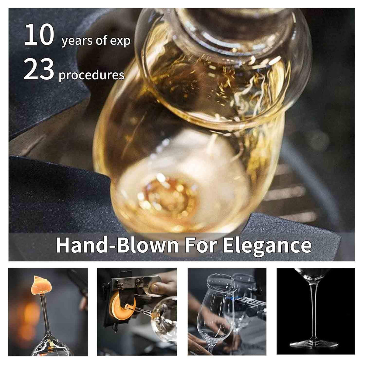 JBHO Hand Blown Italian Style Crystal Burgundy Wine Glasses - Lead-Free Premium Crystal Clear Glass - Set of 2-21 Ounce - Gift-Box for any Occasion