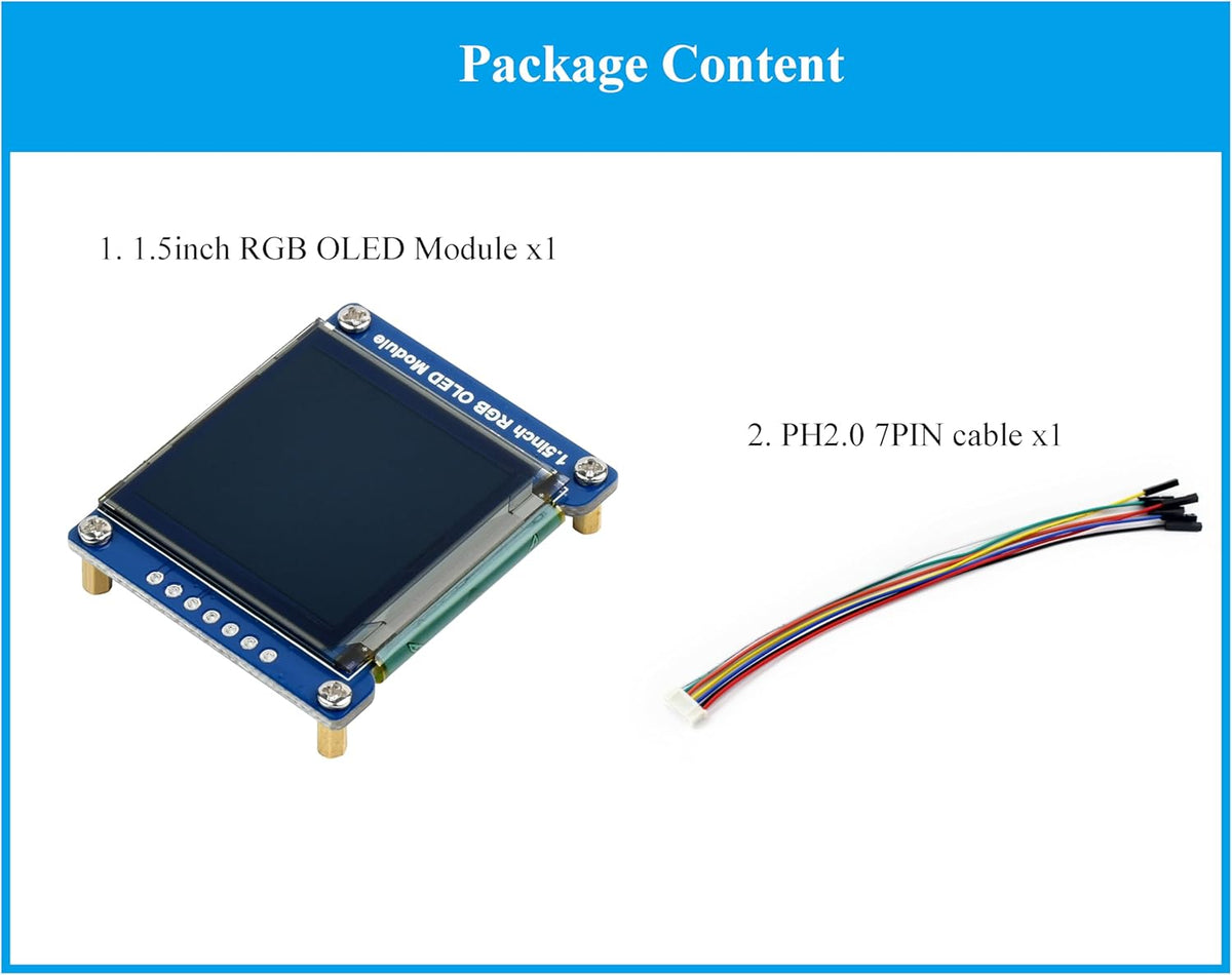 UeeKKoo 1.5inch 128x128 16-bit (65K 1351 STM32,etc. RGB OLED Display Module, Pixels High Color Colors) Driver, SPI