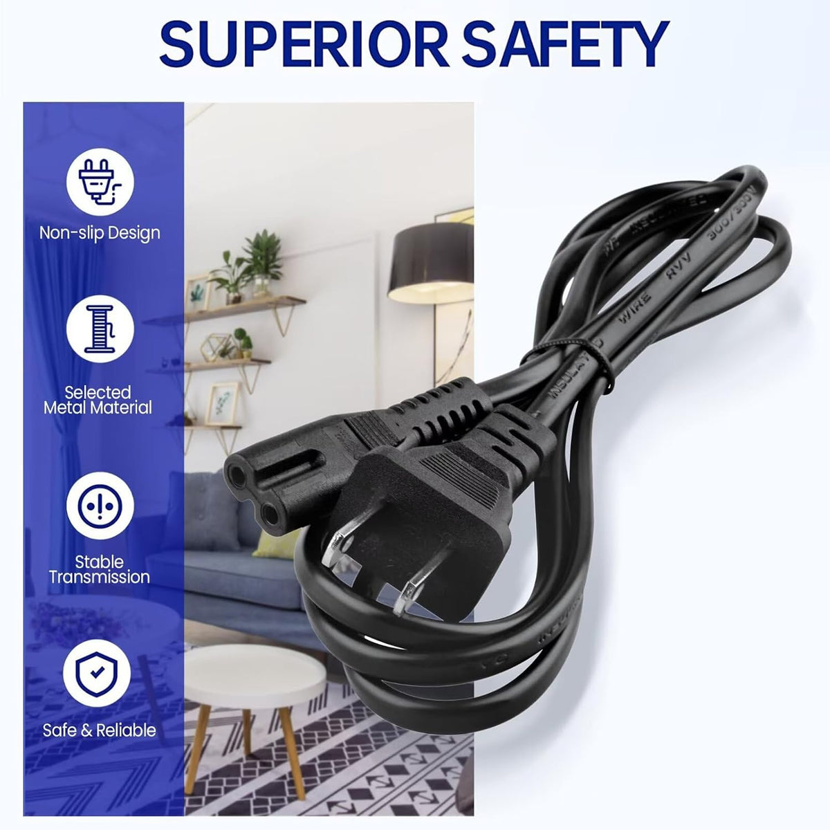 SRGTHE 6ft 4K UL Power Cable Cord Plug Compatible with TV Streaming Media Player Box