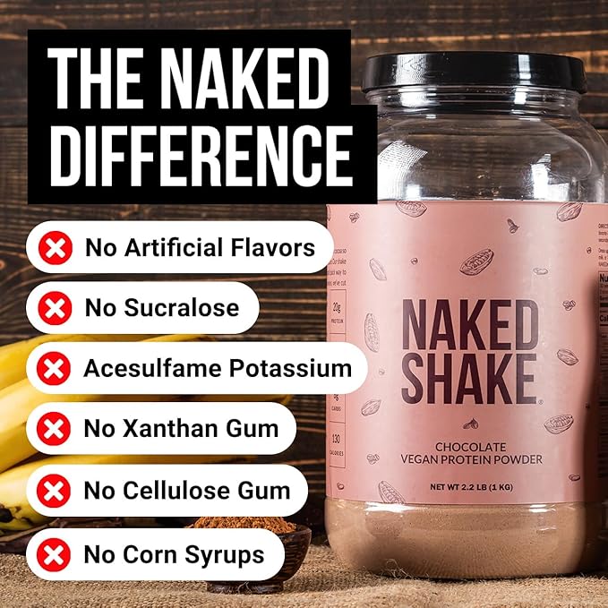 Naked Shake - Chocolate Protein Powder - Plant Based Protein Shake with Mct Oil, Gluten-Free, Soy-Free, No Gmos Or Artificial Sweeteners - 30 Servings