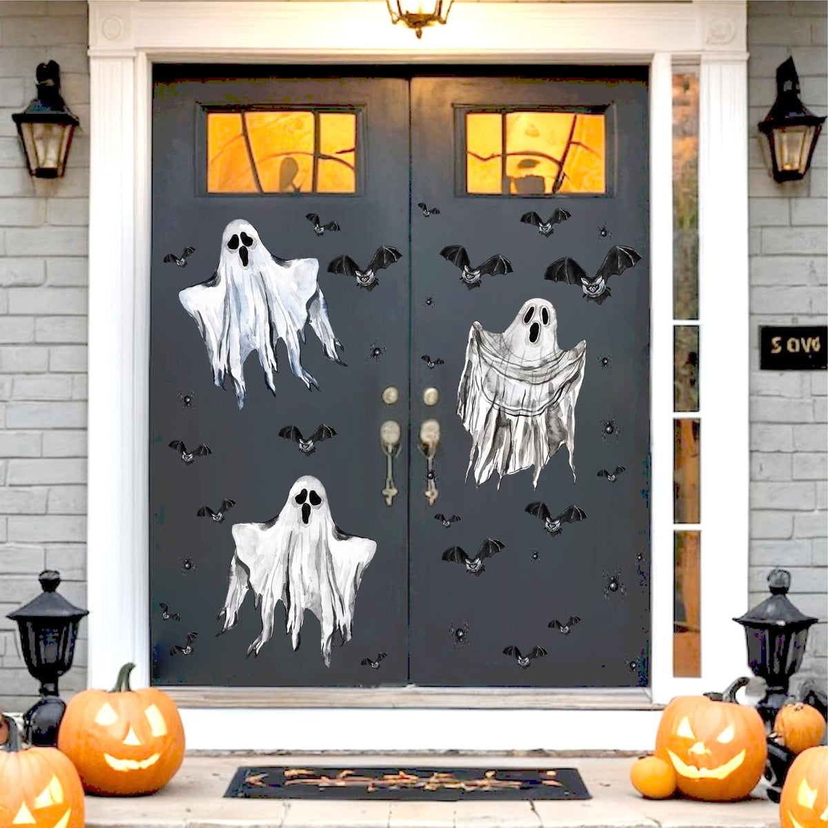 Halloween Wall Decoration Stickers Large Bats Ghost Wall Decals Decoration Peel and Stick Halloween Party Indoor Decor Supplies Happy Halloweens Vinyl Decals for Haunted House Window Winter Hoilday