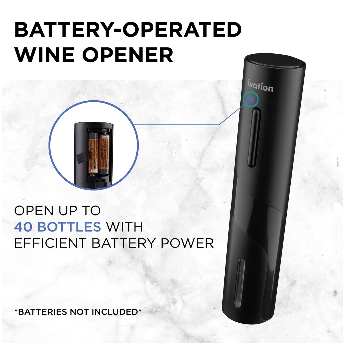 Ivation 7-Piece Wine Gift Set – Includes Electric Bottle Opener, Wine Aerator, Preserver Pump, 2 Cork Stoppers, Foil Cutter & Stand