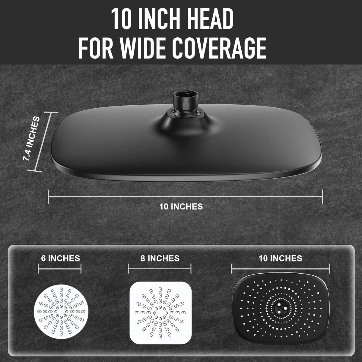 Veken Rain Shower Head with Handheld, High Pressure Rainfall Showerhead Combo with 5 Handheld Water Spray Modes for Bathroom Accessories, Home Decor, Detachable Dual Shower Heads, Matte Black, 10 Inch