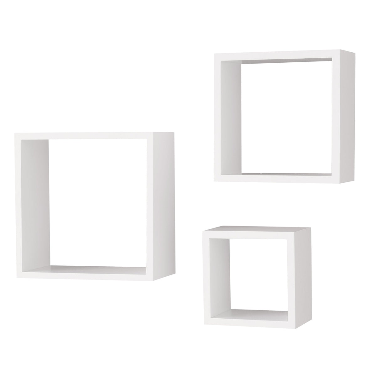 Wallniture Compact Living Room Decorative Display Cubes Floating Shelves Set of 3 White