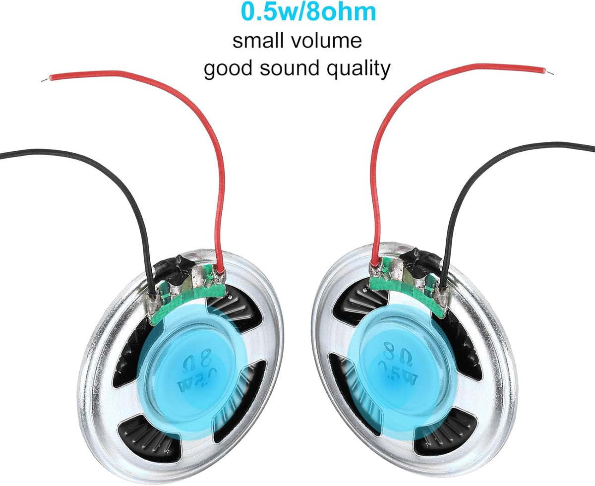 uxcell 4 0.5W 8 Pcs Ohm Small Speakers Metal Shell Round Internal Micro Magnet Speaker for Mini Speakers DVD EVD