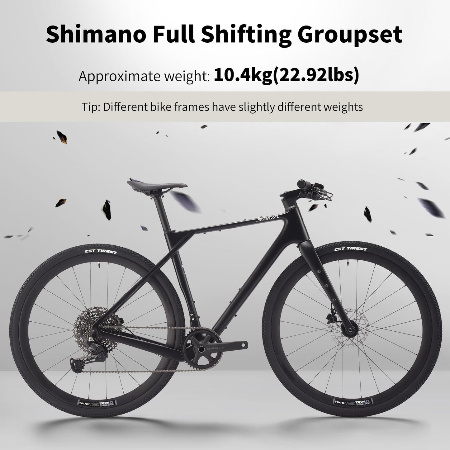 SAVADECK Carbon Gravel Bike - T800 Carbon Frame & Fork | Shimano U6000 11-Speed Groupset | Hydraulic Disc Brakes | 700CX40mm All-Terrain Tires | Men & Women Road/Off-Road Bicycle (Black, 51cm)