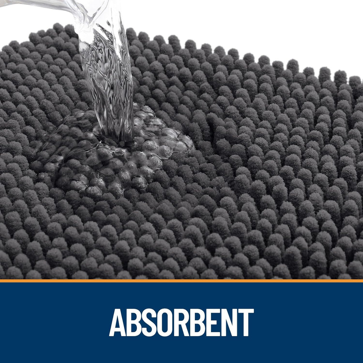 OLANLY Dog Door Mat - Absorbent Non-Slip Mud Mat for Paws | 35x24 Dark Grey Chenille Design