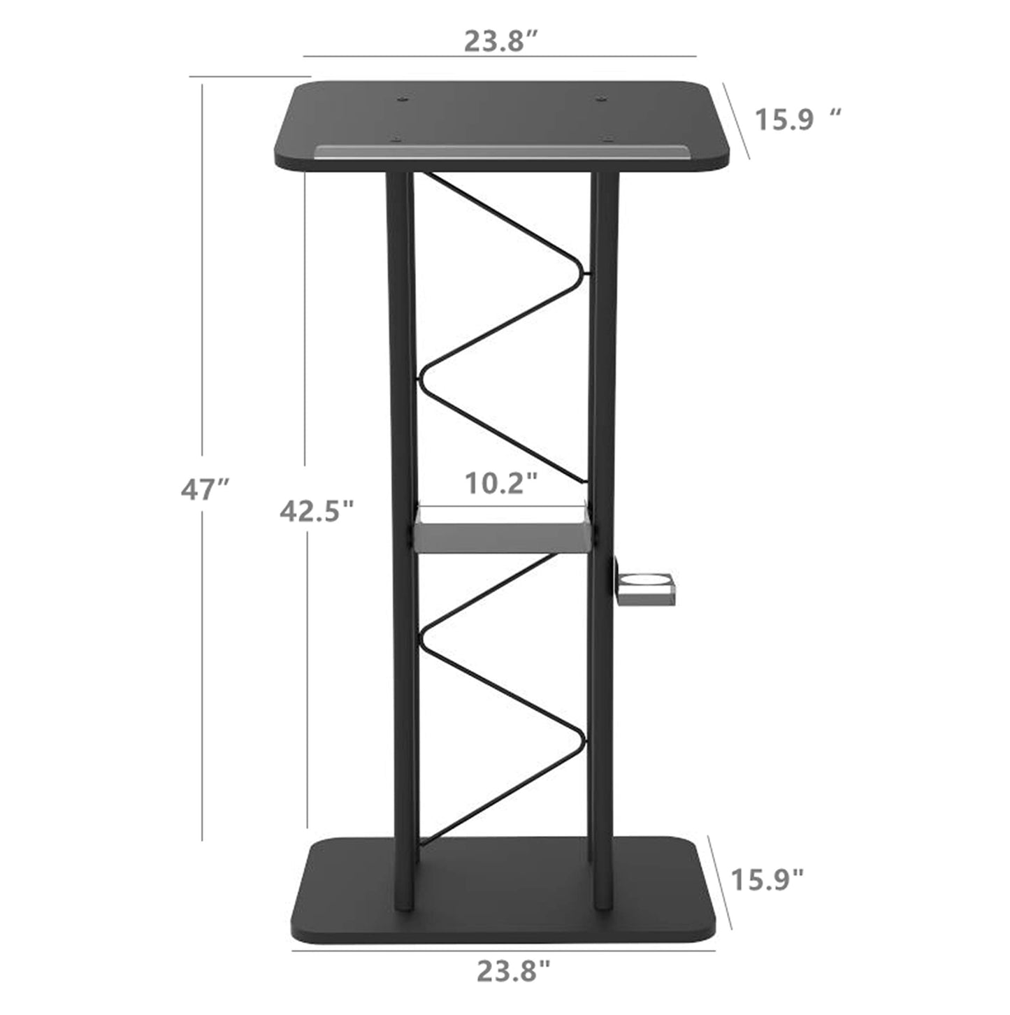 FixtureDisplays® Curved Podium, Truss Metal/Wood Pulpit Lectern with A Cup Holder 11568-H