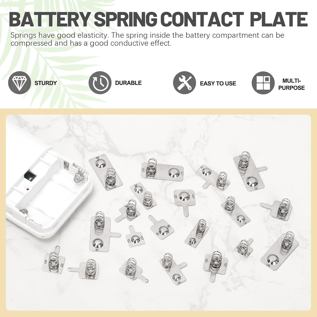 Mardatt 100Pcs Battery Springs AA, Battery Negative and Positive Nickle Plated Conversion Spring Contact Plate