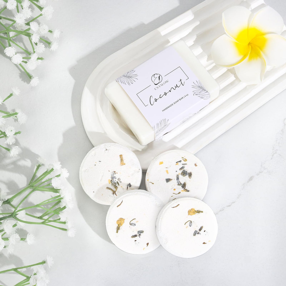 EXTALOW Spa Gifts for Women Bath and Body Gift Basket Mothers Day Gifts Coconut Lavender Home Spa Set Self Care Gift for Mom Sister Her Wife Birthday Gifts Spa Kit Care Package Thank You Gift