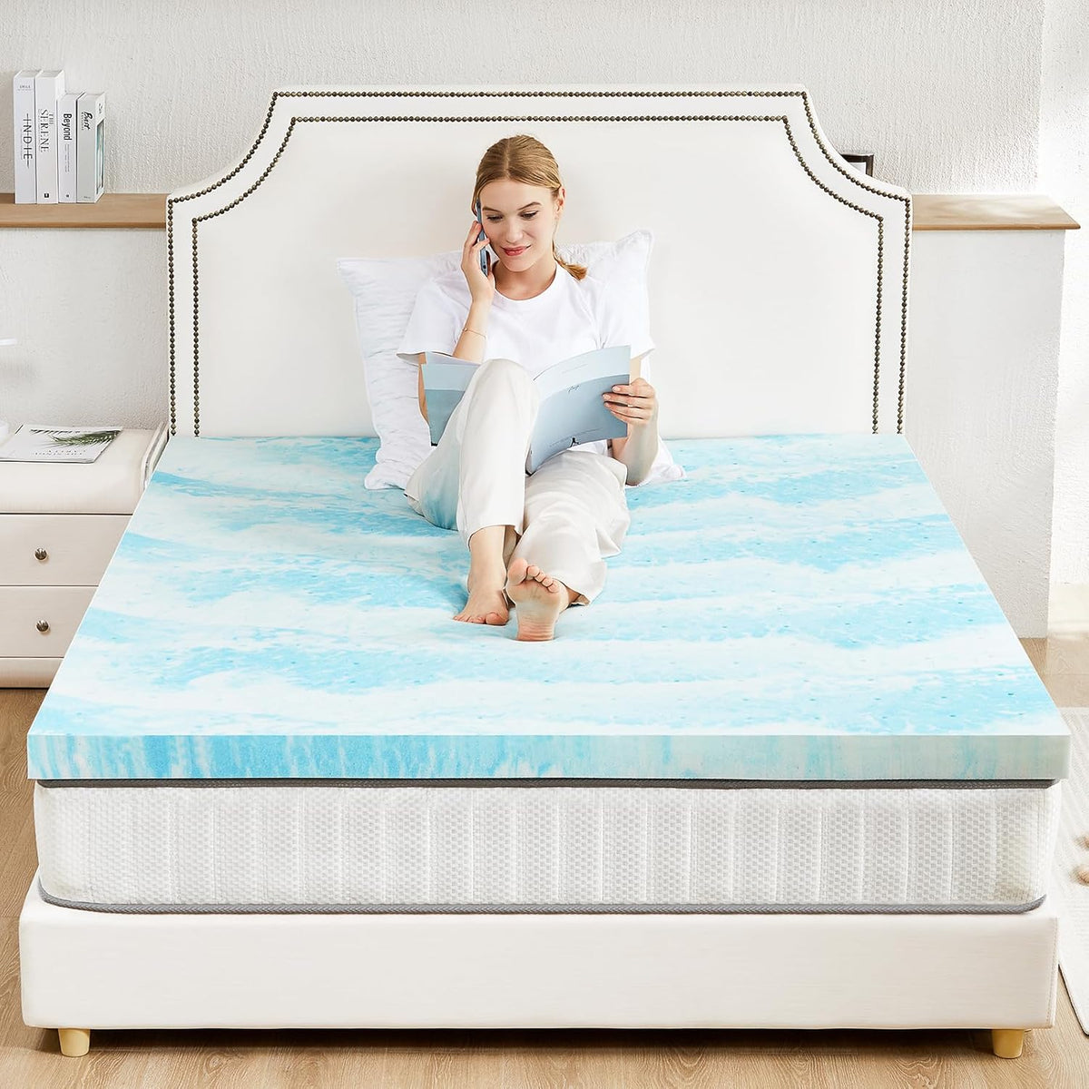 Sweetcrispy Mattress Topper - 3 Inch Thick Memory Foam Gel Infused Cooling Pad | California King, CertiPUR US Certified