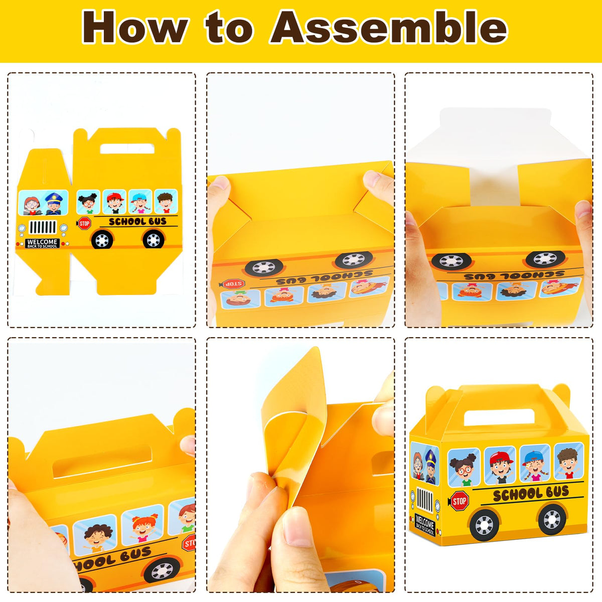 ojustbeok 24Pcs School Bus Party Treat Boxes School Bus Gift Box Party favor Yellow School Bus Goodie Gift Boxes for Kids Classroom Decorations Welcome Back to School Birthday Baby Shower Supplies