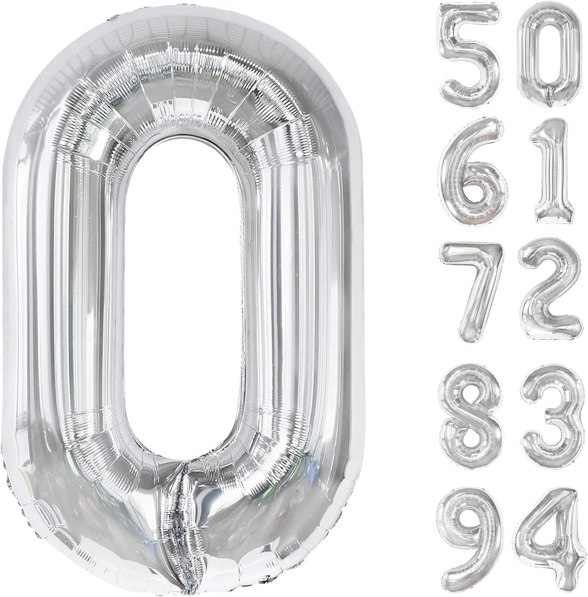 Silver Number Balloon - 40 Inch 0 Balloon for Birthday Celebrations | Elegant Party Supplies