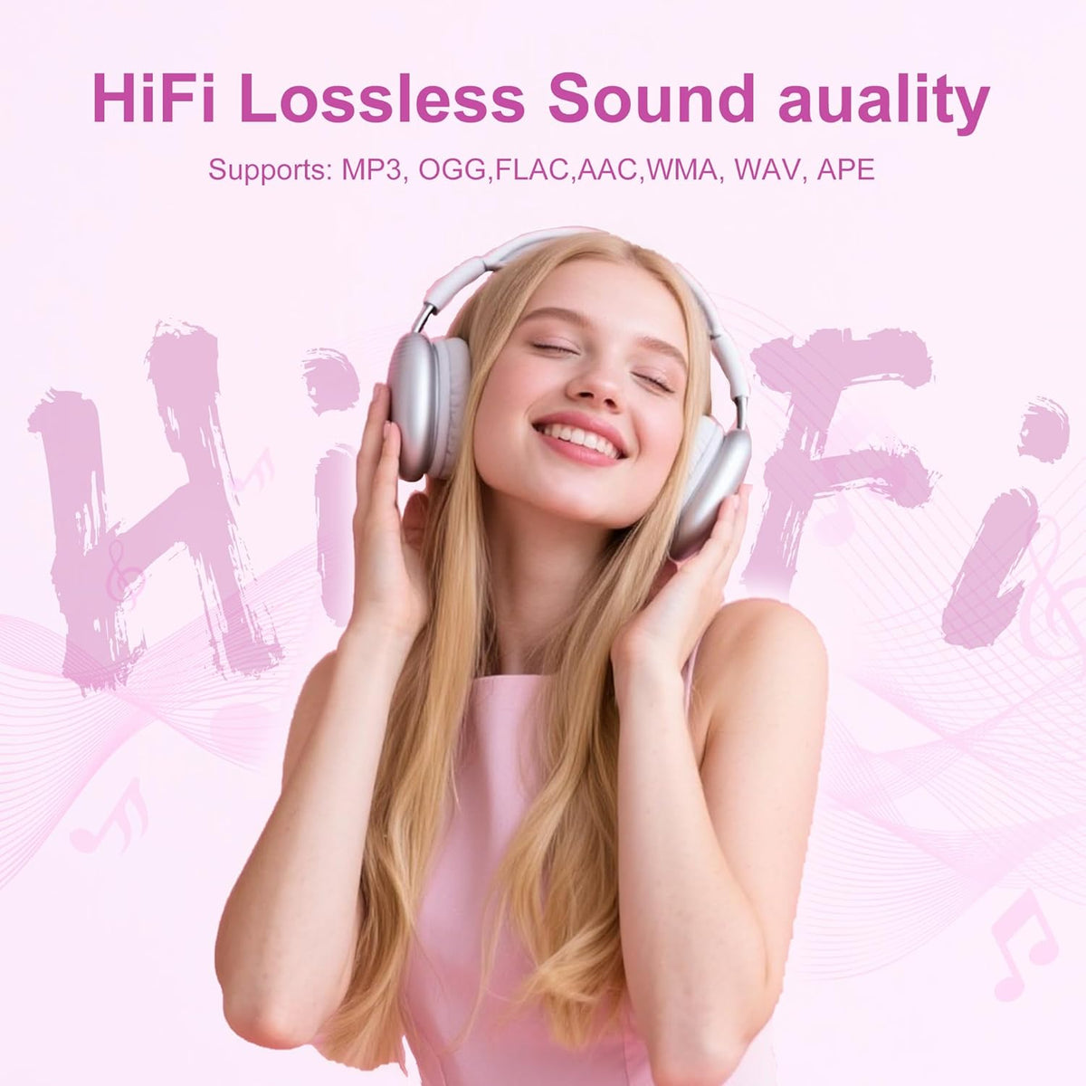 SWOFY 128GB MP3 M4 5.4, 2.4" MP3 Player with Bluetooth Pink- Music Player with Bluetooth Portable HiFi Player with FM