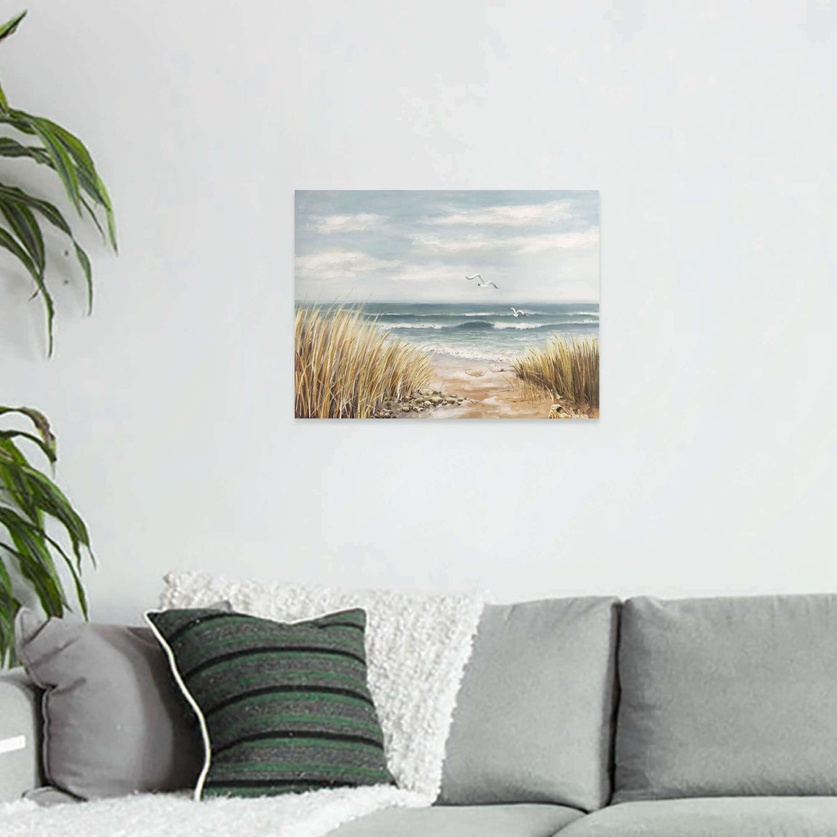 summer melody Coastal Painting Art Ocean Picture - Abstract Seascape Canvas Beach Artwork Modern Seashore Prints for Bedroom Living Room