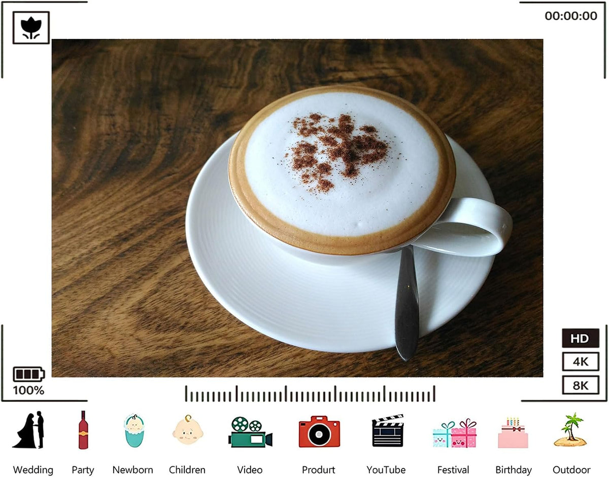 TryKid 10x8ft Cozy Cappuccino Coffee Backdrop Creamy Foam Cocoa Dusting Wooden Table Surface Photography Background