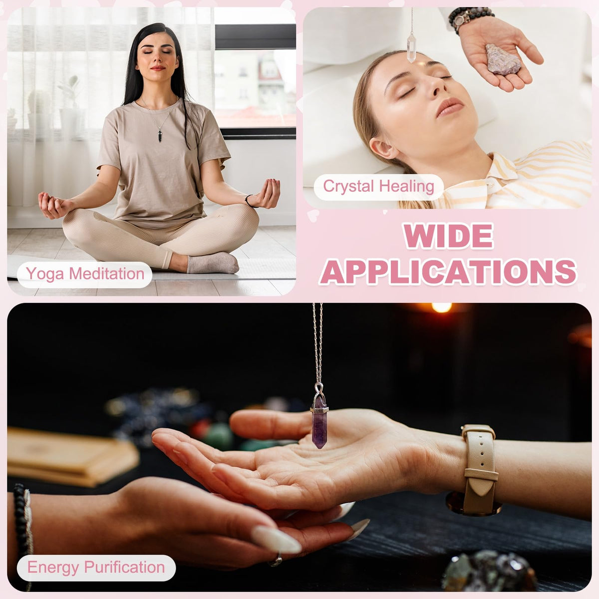 MECCANIXITY 10 Pack Black Labradorite Quartz Crystals, Polished Crystals Bulk Hexagonal Shaped Meditation Gemstone for Jewelry Making Energy Balance Accessories Gifts