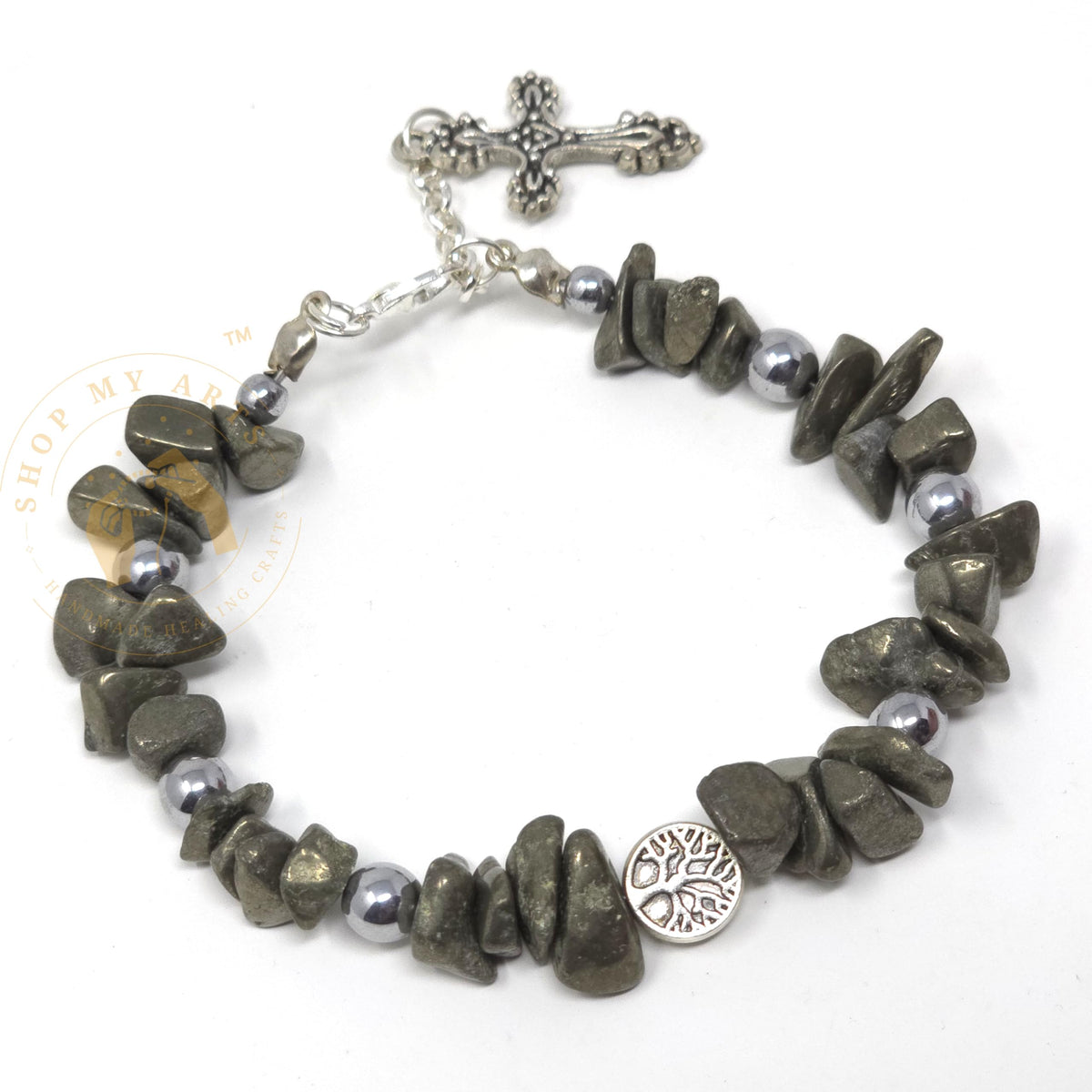 Shop My Arts Pyrite Bracelet for Women - Birthday Gifts for Women Mom with Authentic Crystals and Healing Stones