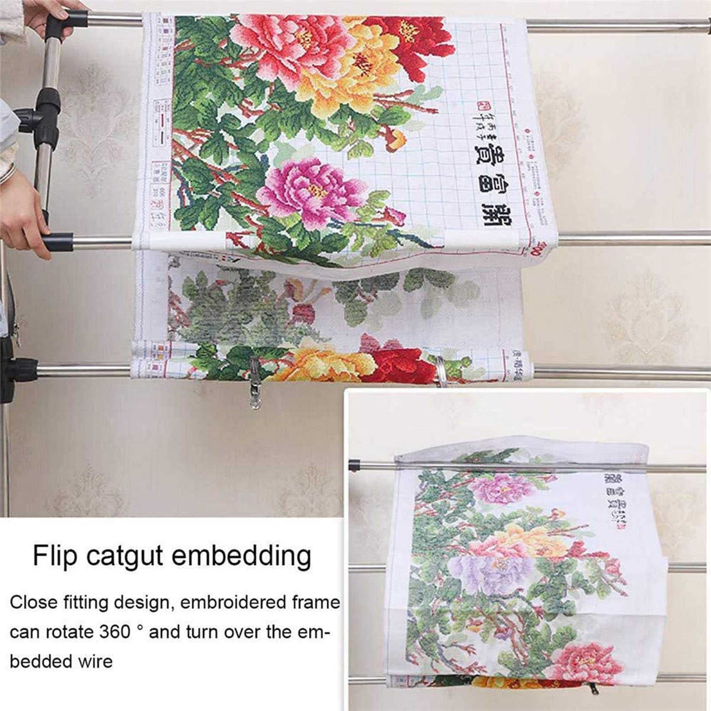 ELUKHT Adjustable Needlework Floor Frame for Art Craft Sewing - Standing Embroidery Lap Table and Cross Stitch Craft Stand, Ideal Holder for Crafting Enthusiasts.