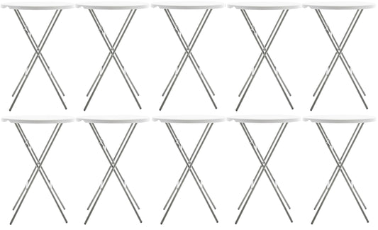 BTEXPERT White 2.63 Foot 32in Round Plastic Bar Height Folding Cocktail Table 330lb Weight Capacity Commercial Portable Banquet Dining Wedding Party Standing Event Indoor Outdoor Thick Top Set of 10