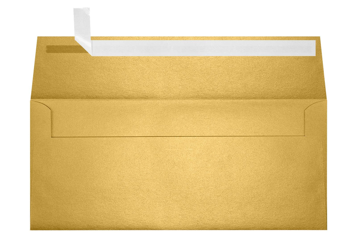 LUXPaper #9 Slimline Invitation Envelopes | Peel & Press | 3 7/8" x 8 7/8" | Gold Metallic | 80lb. Text | 50 Qty