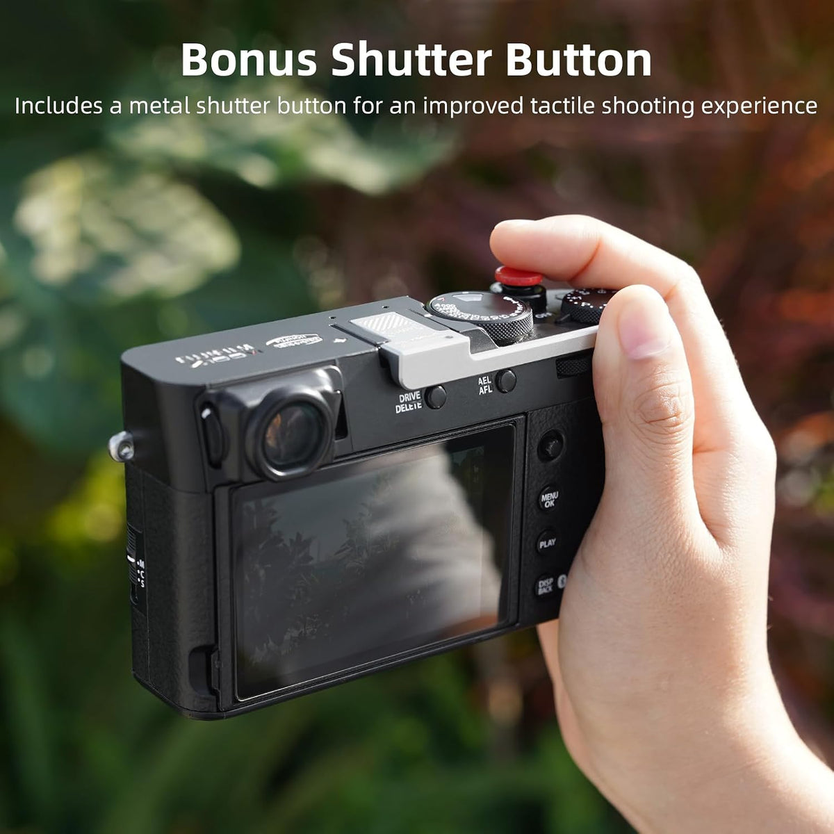 X100VI X100V Thumb Grip Metal Hot Shoe Cover with Shutter Button for FUJIFILM / Fuji Accessories (Black)