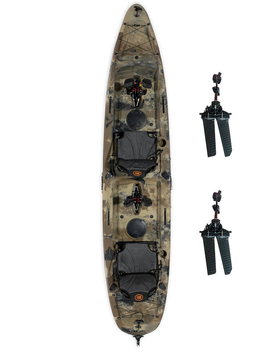 Upgraded Brooklyn 13.5 Tandem Pedal Kayak by BKC, 2 Person Sit-On-Top Pedal Drive Kayak, 680 lb Capacity, Dual Flipper Pedals, Rudder Steering, for Fishing & Touring