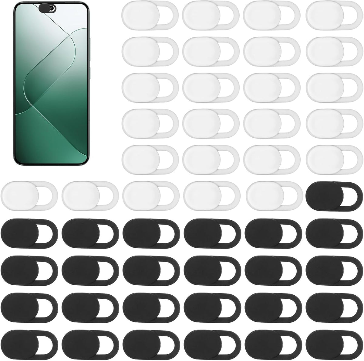 Larrel 50 Pcs Webcam Cover, Black Practical Laptop Camera Cover Small Portable Phone Camera Covers for Compute Cell