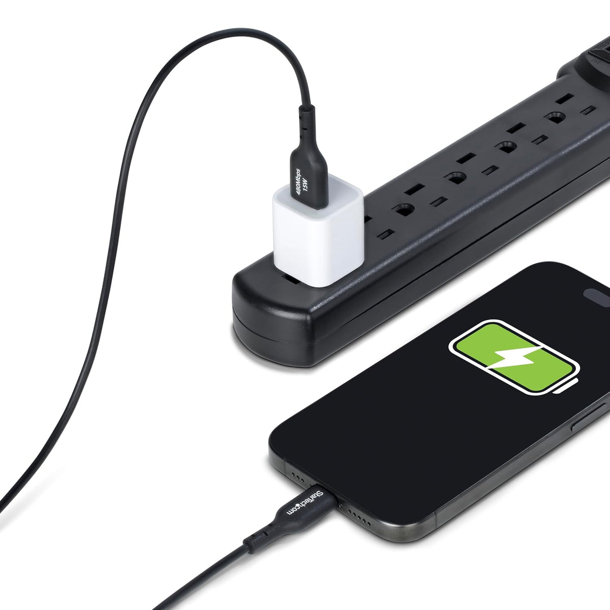 StarTech.com 15ft (4.5m) 3A, 2.0, USB-A to USB-C Charging Cable, Charge & Sync, USB TPE Jacket, Black USB Charging Cord