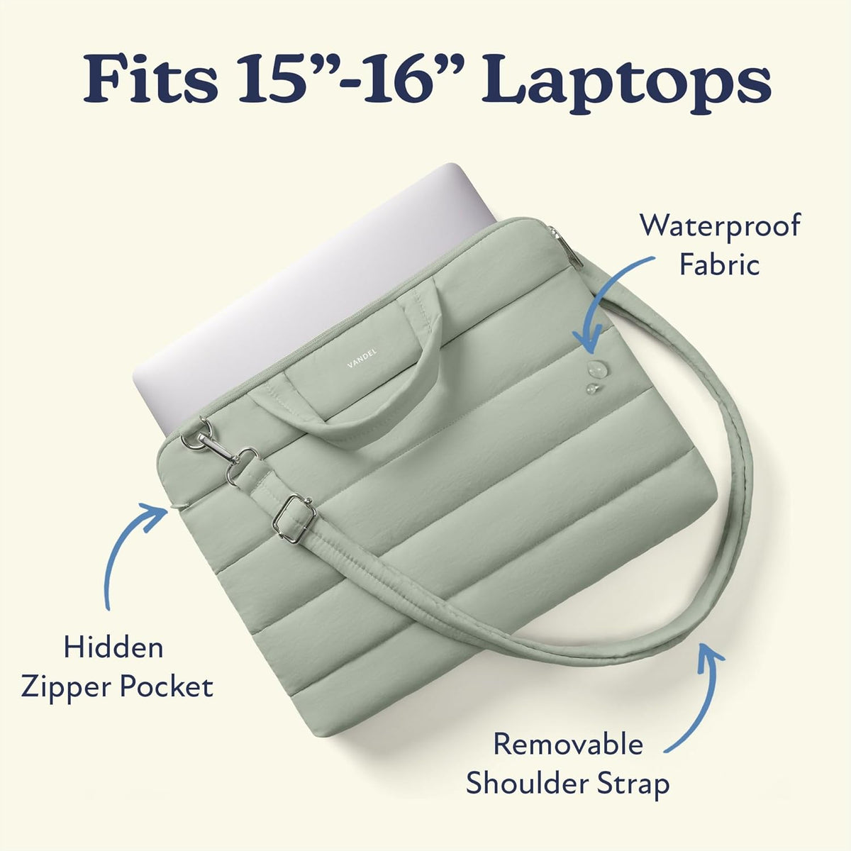 VANDEL 15-16 inch 16 15 Inch 16, 15.6 Laptop Carrying Case Sleeve with Strap, Shoulder Bag with Handle, in Laptop