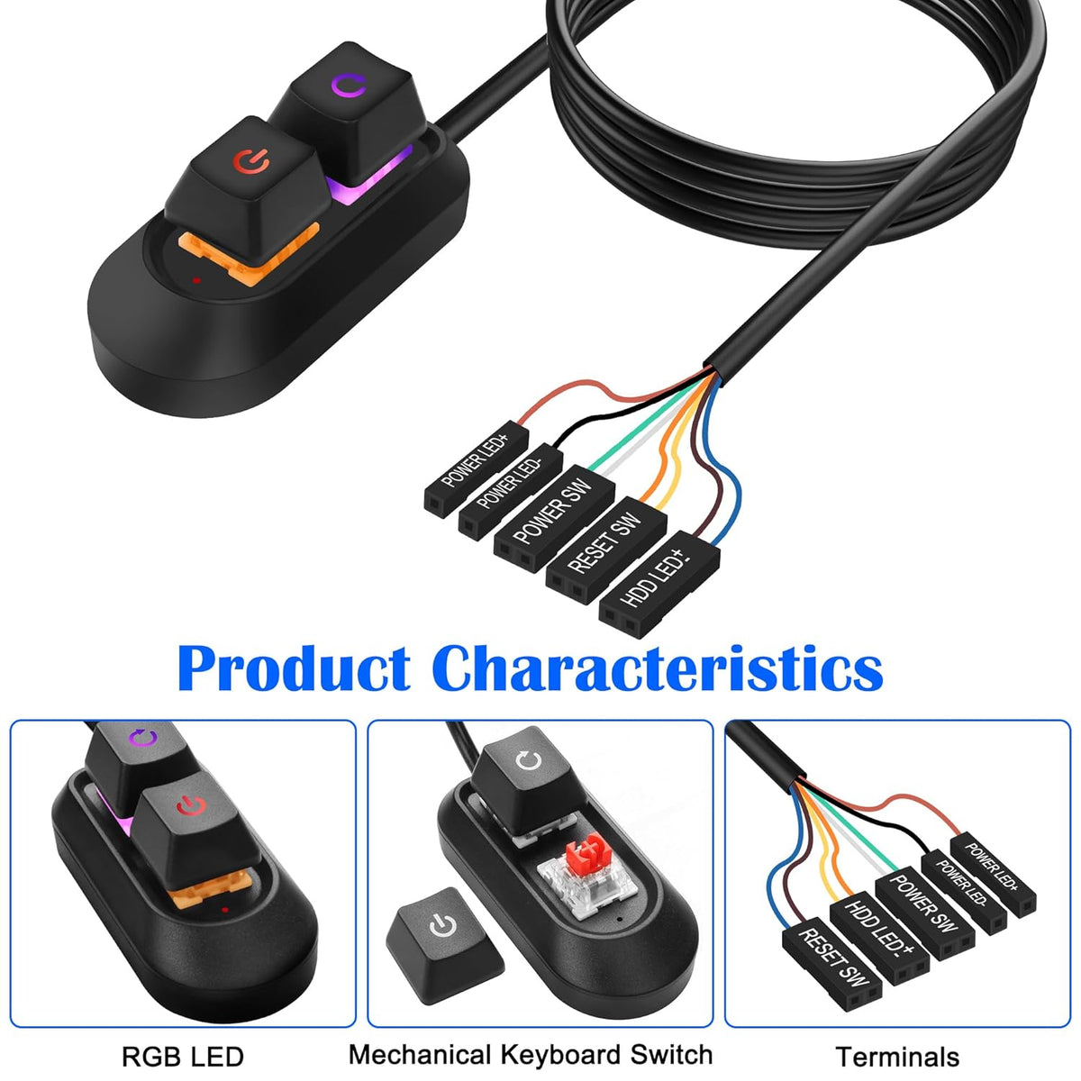 Reset (2M, MEIRIYFA Desktop Computer Power Switch Power Supply Cable, External PC Power Button Extension Cable with ON