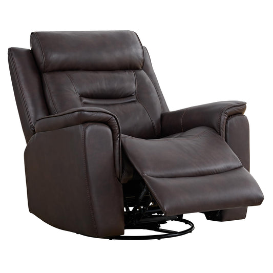 KISLOT Leather Recliner Chair, 360° Swivel Rocker for Adults Manual Rocking Reclining Chair with Adjustable Backrest Footrest for Living Room Bedroom Home Theater Seating
