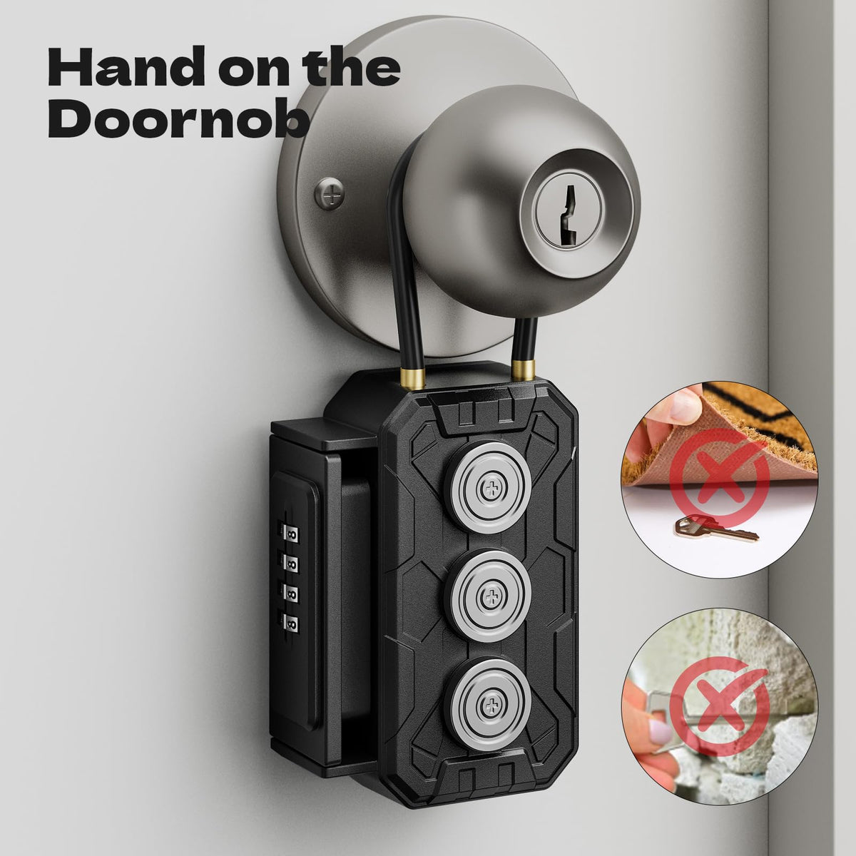 Magnetic Key Lock Box,Magnetic Key Holder Under car,Key Holder Magnetic,Hide a Key Outside,Waterproof Magnetic Key Hider,4 Combinations & Dual Mounting