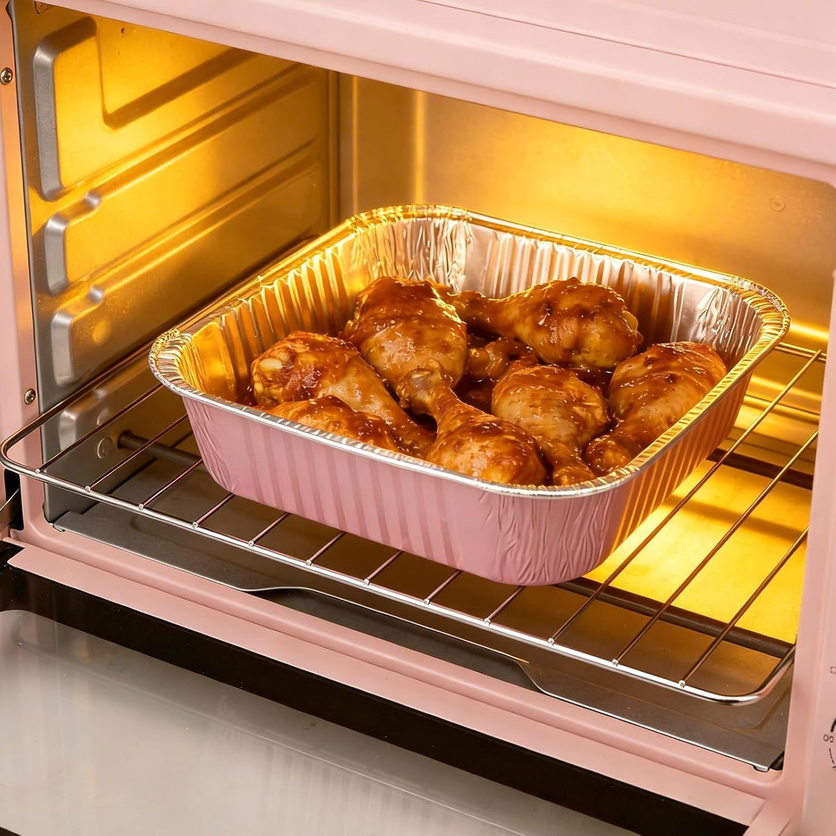 Regine Switzerland 35-Pack Pink 8x8 Inch Disposable Aluminum Pans - Includes Lids, Stickers & Spoons for Parties
