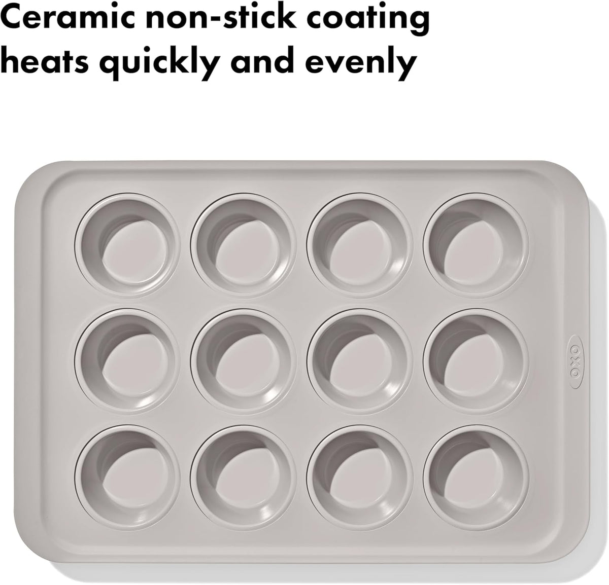 OXO Good Grips 12-Cup Muffin Pan - Non-Stick Pro Ceramic Coated Bakeware for Perfect Biscuits