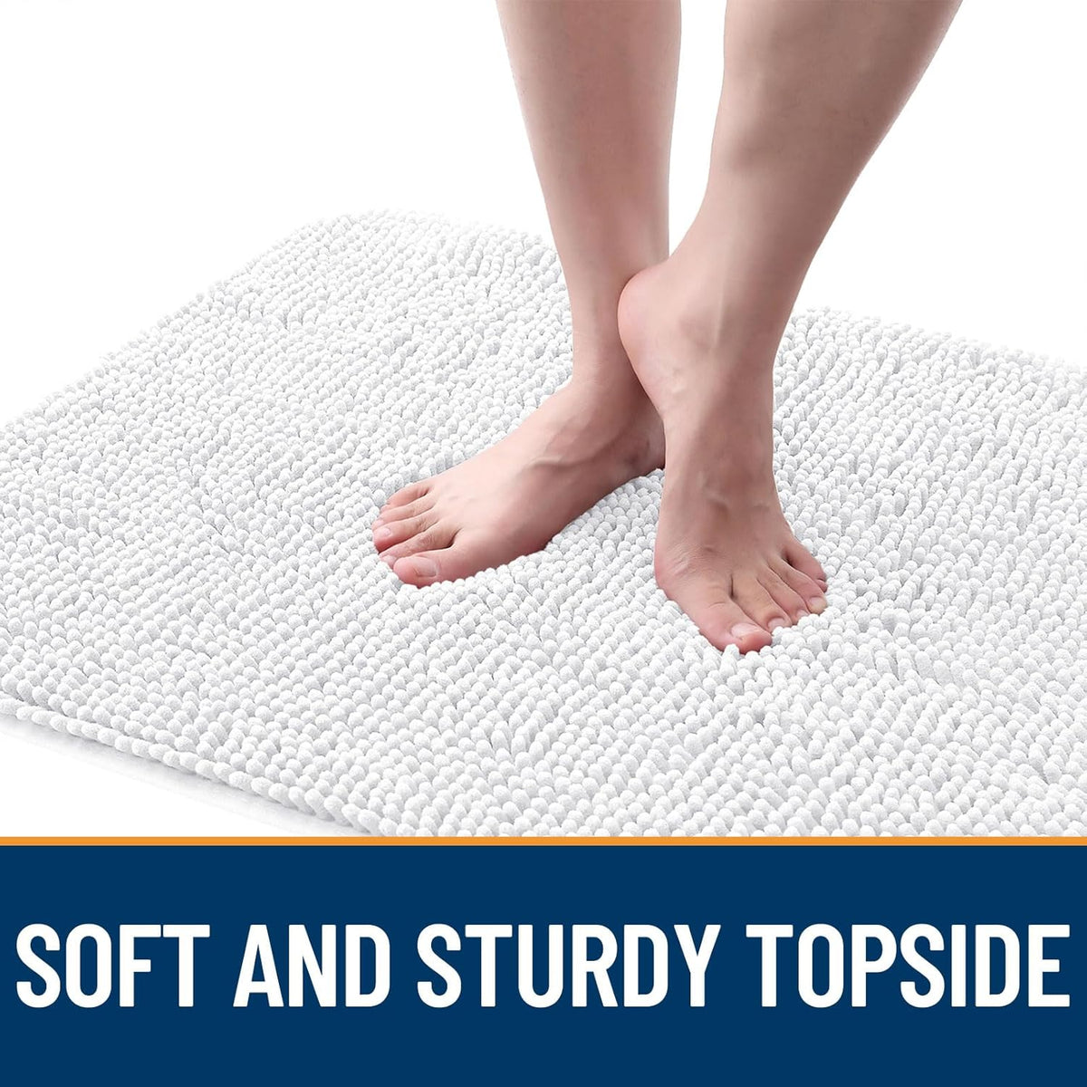 OLANLY Dog Door Mat - Absorbent Non-Slip Washable Chenille Mat for Muddy Paws | 59x32 Inches, White