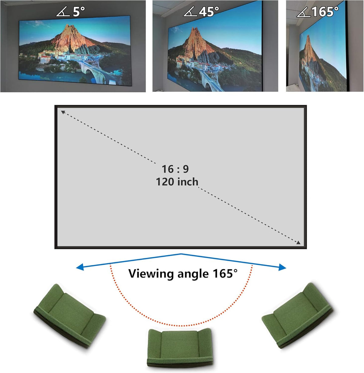 Yandood 59x105 inch 130 inch 16:9 4K Projector Screen DIY Elastic Polyester Material for Max Projection Screen