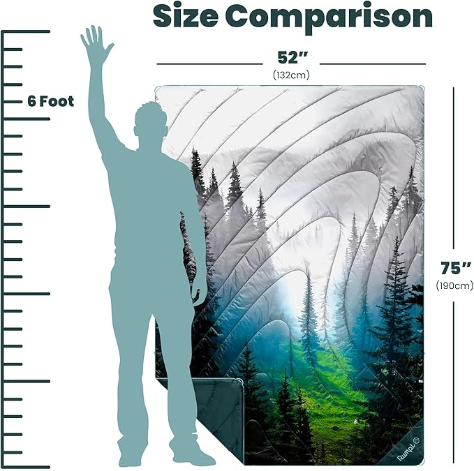 Rumpl Original Puffy Blanket - Warm, Water-Resistant Camping Blanket with 100% Recycled Synthetic Insulation, 52"x75", Original Puffy V2, Olympic Fog