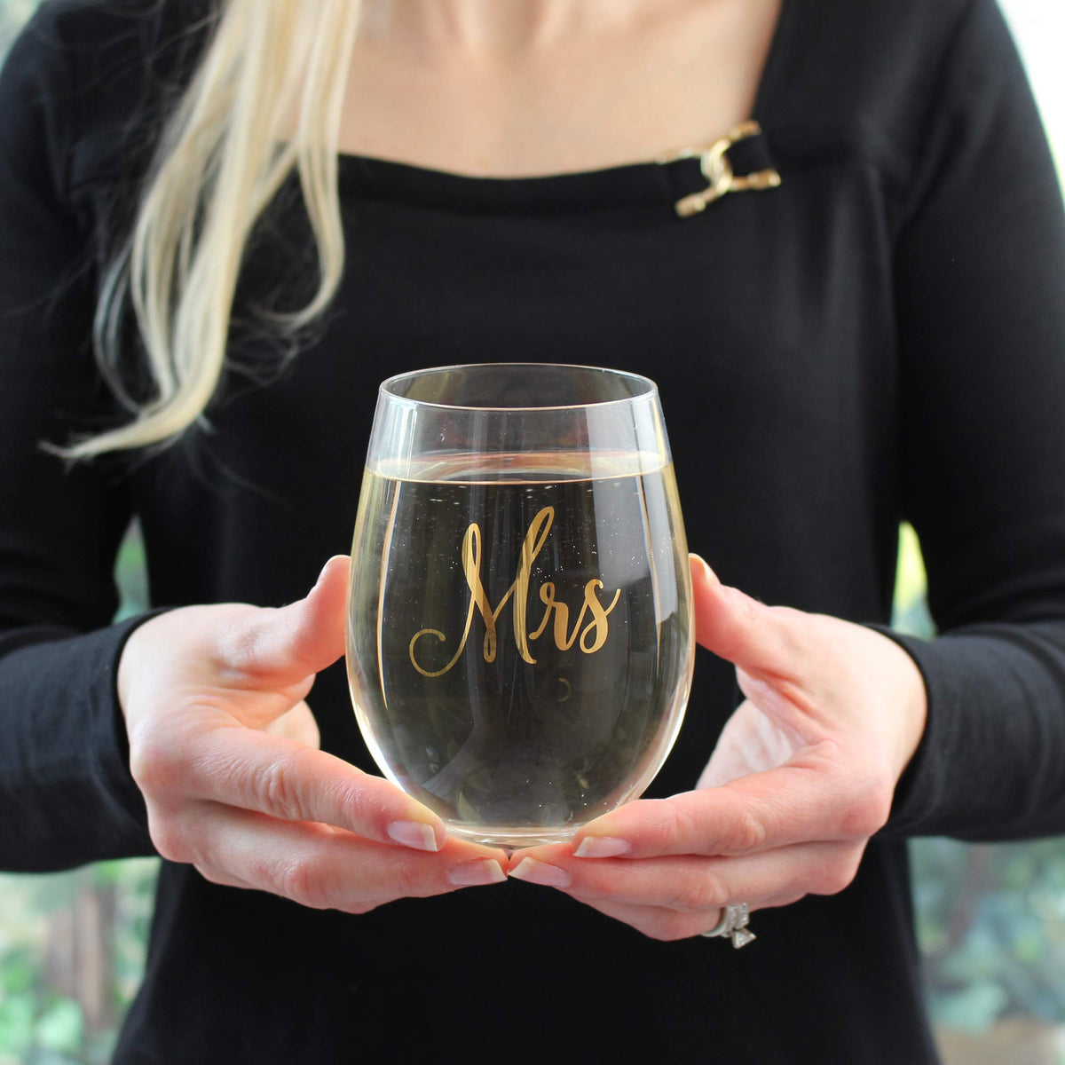 Lillian Rose Gold Mrs. Stemless Wine Glass