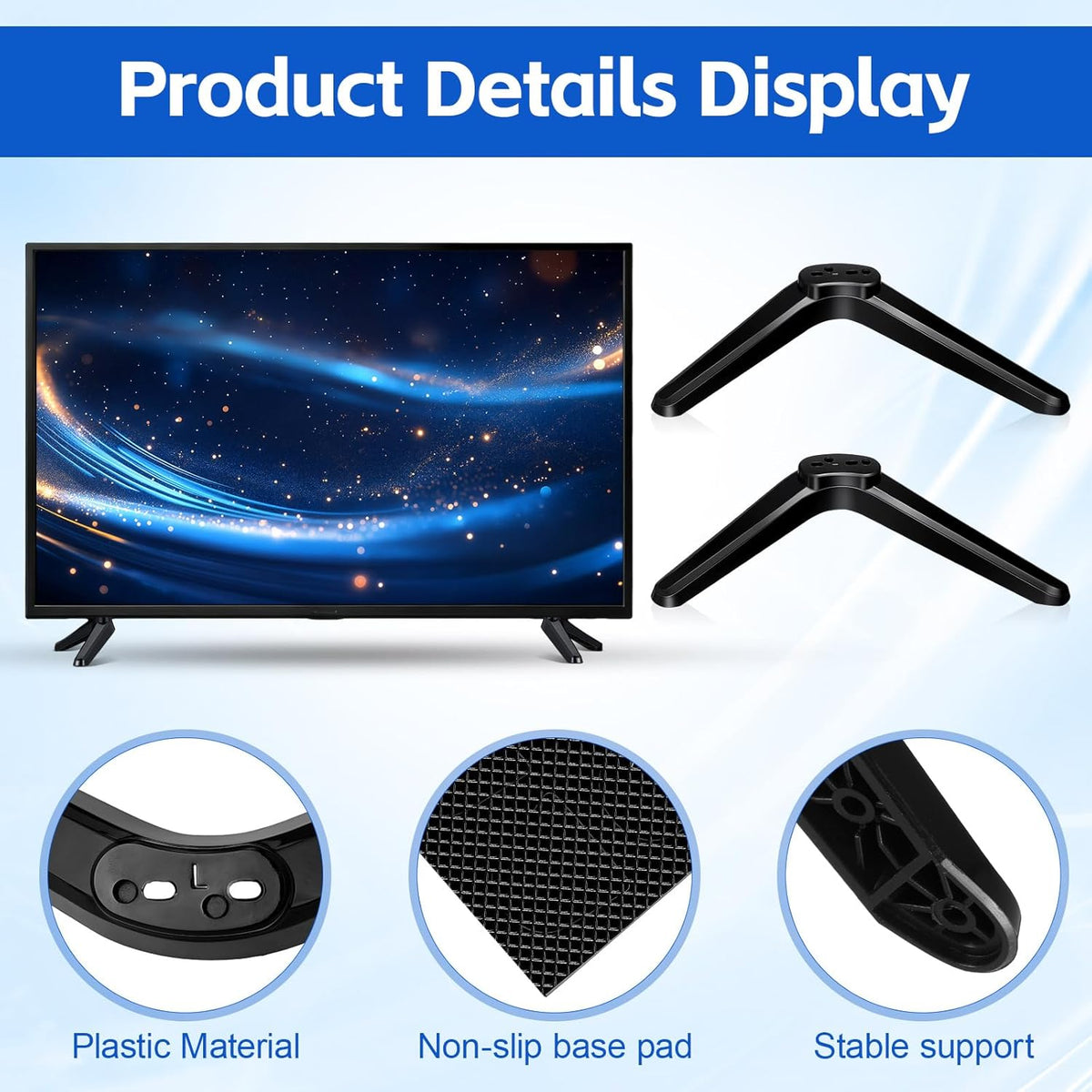 UKCOCO 32-55 Inch Universal TV Mount Stand, Stable Tabletop Bracket for Flat Screens, Replacement Pedestal Base Legs