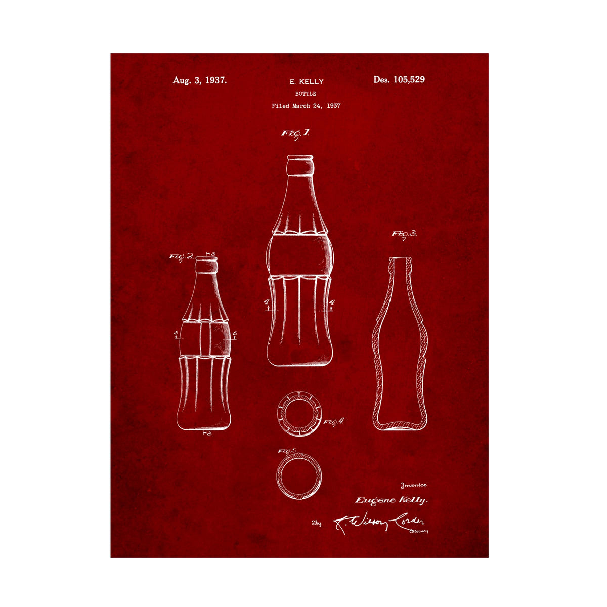 Trademark Fine Art D Patent Coke Bottle by Cole Borders, 18x24-Inch