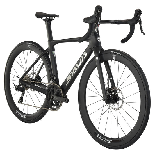 SAVADECK A7L Carbon Road Bike, T800 Carbon Fiber Frame 700C Racing Bicycle with Shimano 105 R7100 24 Speed Groupset and Hydraulic Disc Brake, Ultra-Light Carbon Bike for Man and Women(Black,47cm)