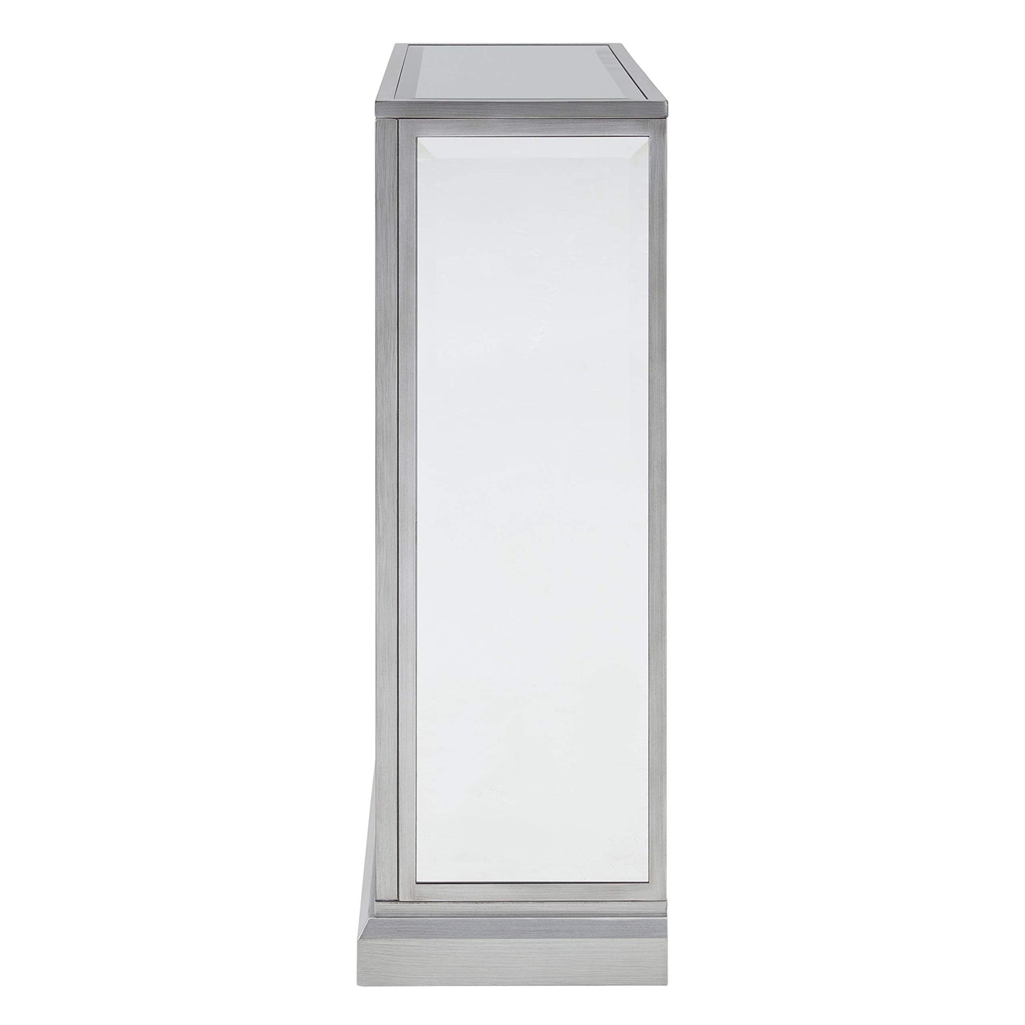 SEI Furniture - Trandling Mirrored Touch Screen Electric Fireplace with Faux Marble - Transitional Design, Grey Glass and Wood - Ideal for Living Room, Bedroom (FR1027359)
