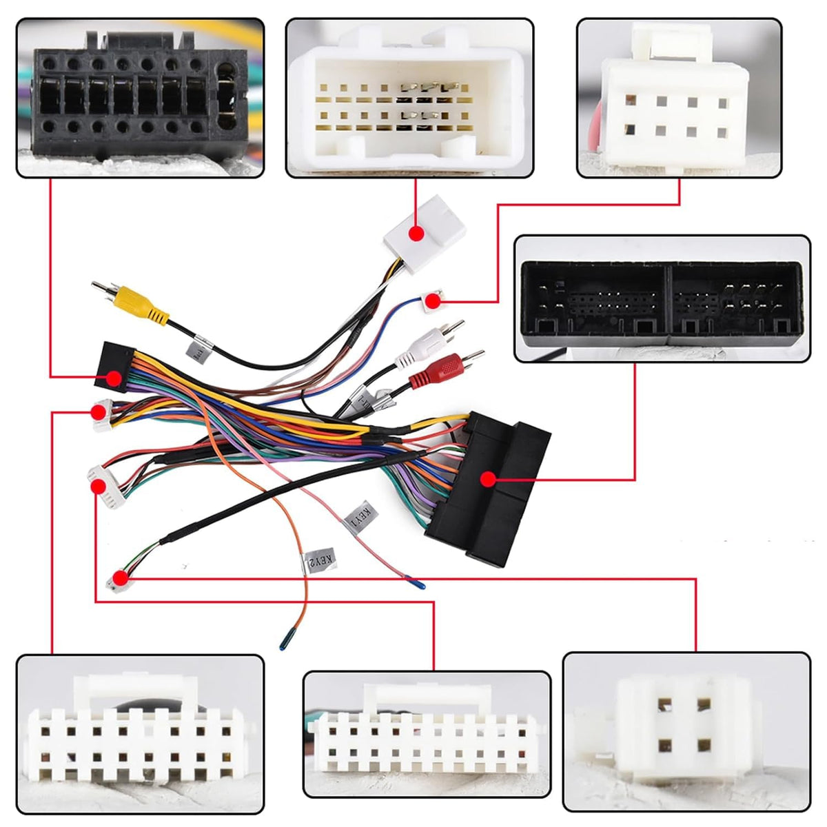 2014-2016 8 16 CAMECHO Radio Wiring Harness for Hyundai Elantra & Sonata Car Stereo Pin Power Cable
